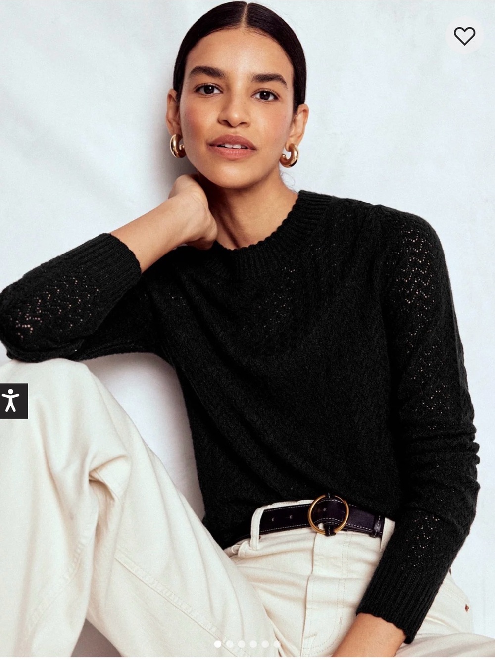Boden Diane Pointelle Sweater in Black